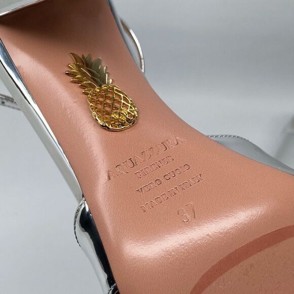 Aquazzura Divine 85MM Metallic Block-Heel Sandals size 37 - Picture 16 of 16